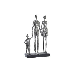 Dekoratívne postava DKD Home Decor Striebristý Čierna Živica Moderný Rodina (26 x 11,5 x 41,5 cm)
