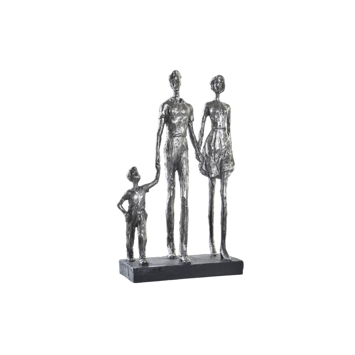 Dekoratívne postava DKD Home Decor Striebristý Čierna Živica Moderný Rodina (26 x 11,5 x 41,5 cm)