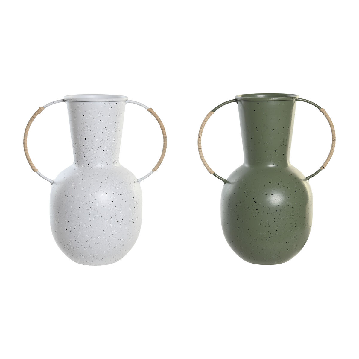 Váza DKD Home Decor 20 x 13 x 24 cm Kov Terakota Biela zelená (2 kusov)