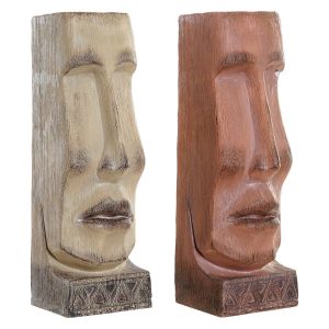 Kvetináč DKD Home Decor 16 x 17 x 49 cm Tvár Béžová Terakota Živica (2 kusov)