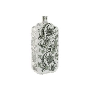 Váza Home ESPRIT Biela zelená Porcelán List rastliny 21 x 10 x 48 cm
