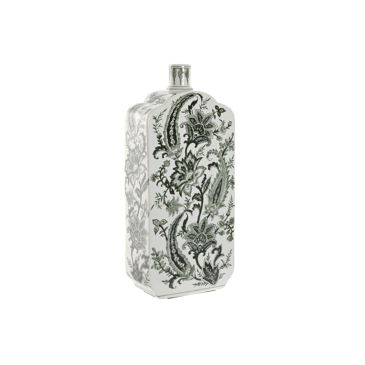 Váza Home ESPRIT Biela zelená Porcelán List rastliny 21 x 10 x 48 cm