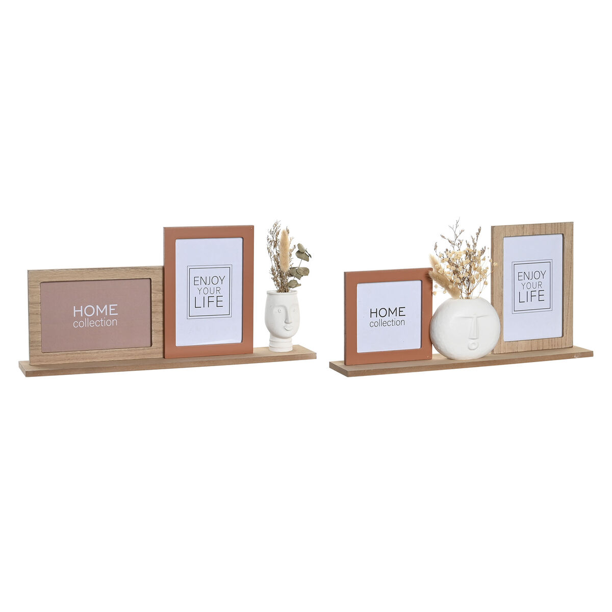 Rám na fotografie DKD Home Decor 30 x 5 x 19 cm Kvetina Tvár Keramický Živica Viacfarebná Drevo MDF Mestská (2 kusov)