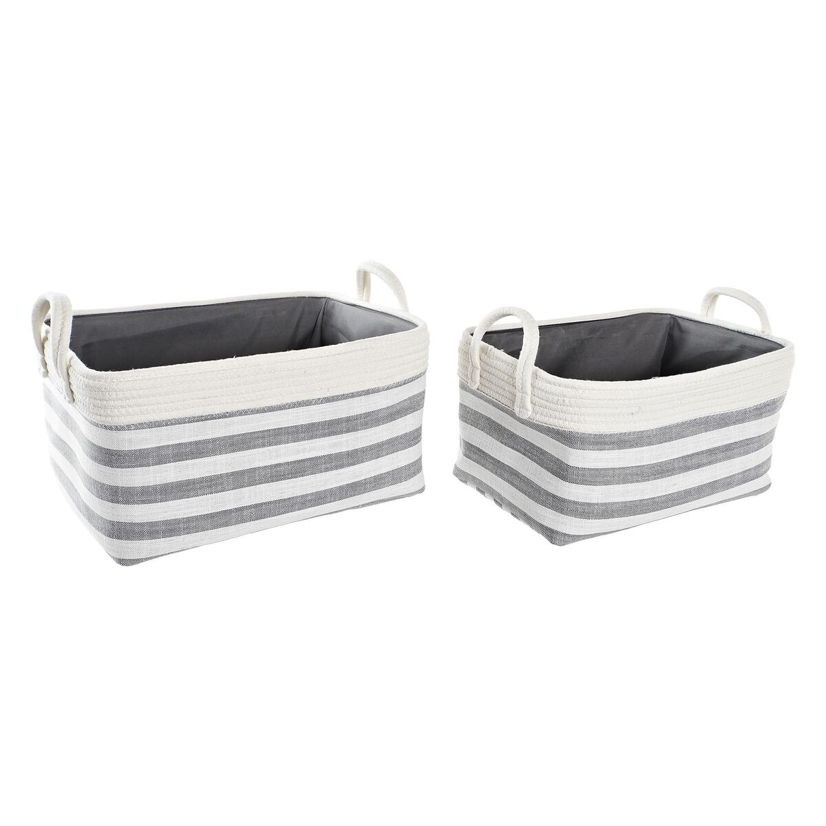 Súprava košíkov DKD Home Decor Oruhy Sivá Bavlna (40 x 30 x 23 cm) (2 Kusy)