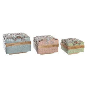 Súprava košíkov DKD Home Decor Viacfarebná Bambus Boho 29 x 29 x 22 cm