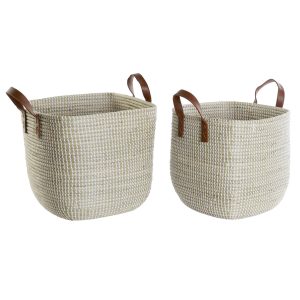 Súprava košíkov DKD Home Decor Prírodná Morská tráva 38 x 38 x 35 cm