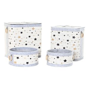 Sada košíkov DKD Home Decor Biela Čierna Sivá Zlatá Bambus Hviezdy 41 x 31 x 42 cm (4 Kusy) (2 kusov)