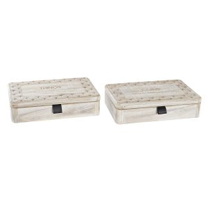 Ozdobná krabica DKD Home Decor Prírodná Drevo MDF 28 x 18 x 6,5 cm (2 kusov)