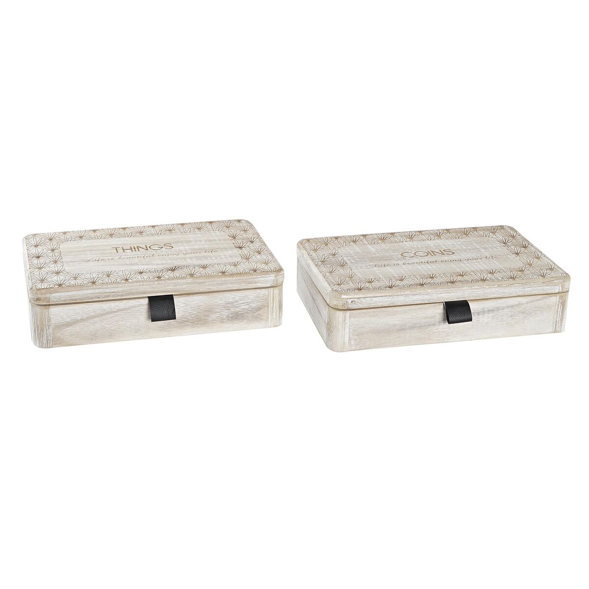 Ozdobná krabica DKD Home Decor Prírodná Drevo MDF 28 x 18 x 6,5 cm (2 kusov)