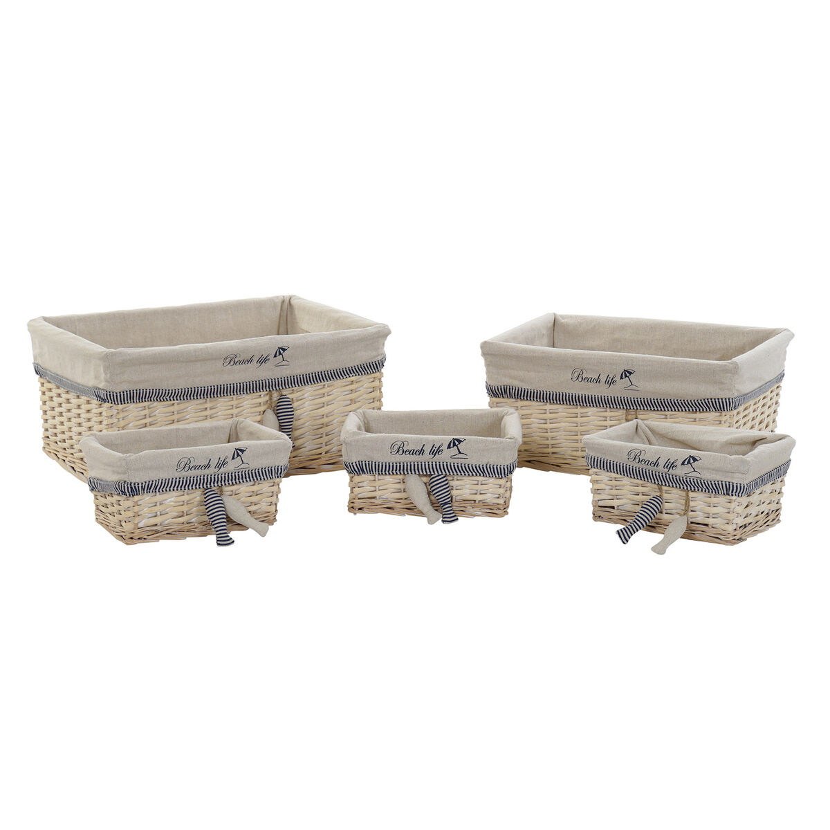 Súprava košíkov DKD Home Decor 48 x 38 x 13 cm Polyester Špirály; fusilli (5 kusov)