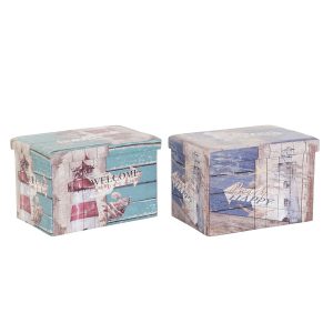 Multifunkčná nádoba DKD Home Decor 59 x 40 x 40 cm Viacfarebná Kartón Stredozemný (2 kusov)