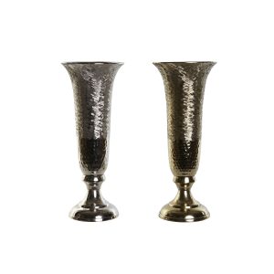 Váza DKD Home Decor Zlatá Striebristý Aluminium 13 x 13 x 33 cm (2 kusov)