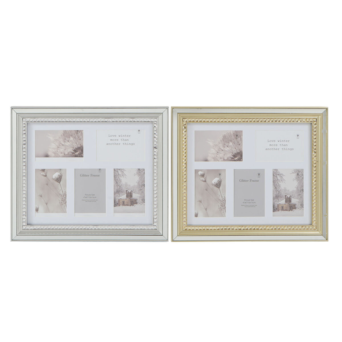 Rám na fotografie DKD Home Decor Luxury 46,5 x 2 x 40 cm Sklo Striebristý Zlatá polystyrén Tradičný (2 kusov)