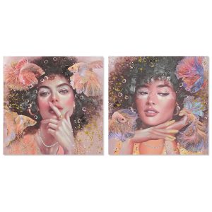 Maľba DKD Home Decor Dáma 100 x 3 x 100 cm Moderný (2 kusov)