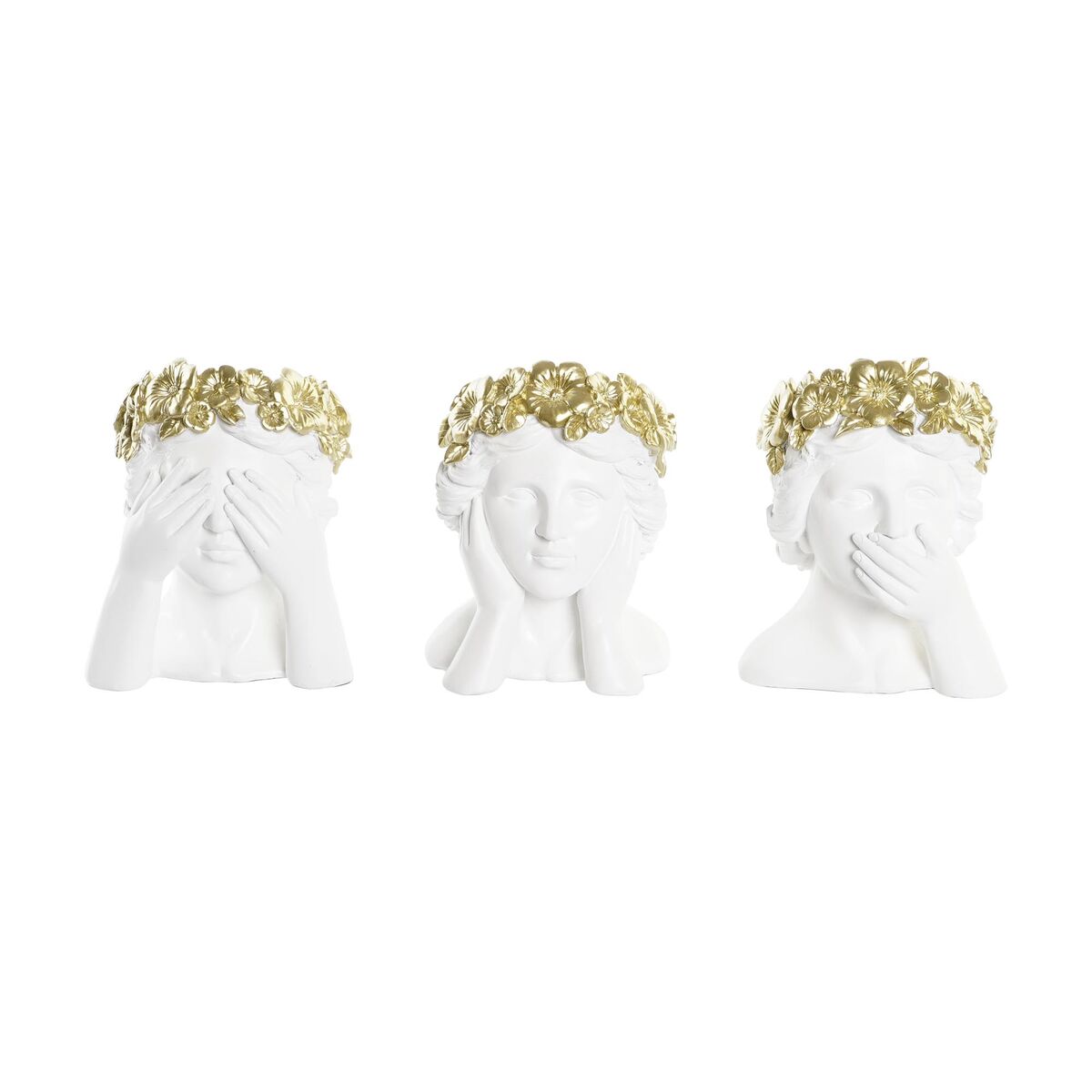 Kvetináč DKD Home Decor Zlatá Živica Dáma 16,5 x 16 x 21 cm (3 kusov)
