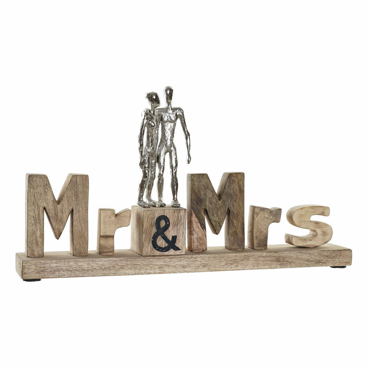 Dekoratívne postava DKD Home Decor Mr & Mrs Striebristý Aluminium (51 x 7,5 x 28 cm)