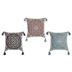 Vankúšik DKD Home Decor Oranžová Nebeská modrá Námornícka modrá Mandala 40 x 10 x 40 cm (3 Kusy)