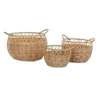 Súprava košíkov DKD Home Decor Prírodná Kov Polyetylén 38 x 38 x 34 cm 38 x 38 x 27 cm 3 Kusy