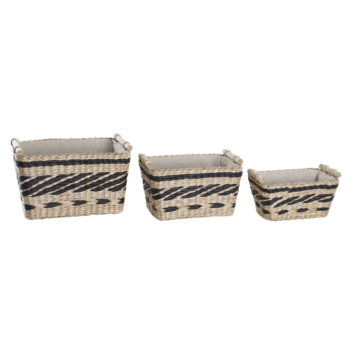 Súprava košíkov DKD Home Decor Polyester Koloniálny štýl Vlákna (38 x 26 x 24 cm)