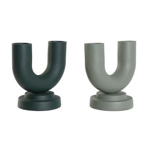 Váza Home ESPRIT zelená Aluminium 18 x 13 x 19 cm (2 kusov)