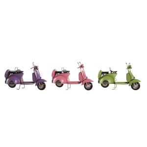 Dekoratívne postava DKD Home Decor 26 x 10 x 17 cm Ružová Fialová Motocykel zelená Vintage (3 Kusy)