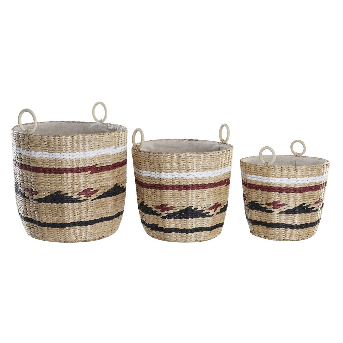 Súprava košíkov DKD Home Decor Polyester Koloniálny štýl Vlákna (38 x 38 x 36 cm)