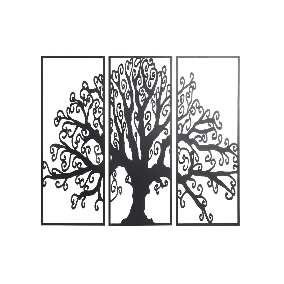 Dekorácia na stenu DKD Home Decor 3 Kusy Čierna Strom Kov (105 x 1,3 x 91 cm)