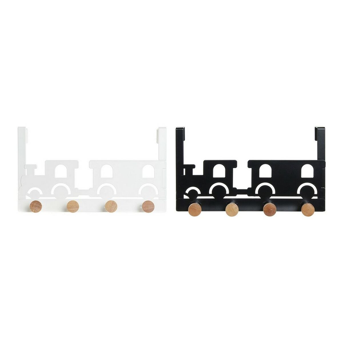 Vešiak na dvere DKD Home Decor 8424001835546 Vlak Biela Čierna Kov Drevo MDF 28,5 x 8,5 x 16,5 cm (2 kusov)