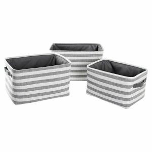 Súprava košíkov DKD Home Decor Sivá Oruhy Bavlna (42 x 32 x 25 cm) (3 Kusy)