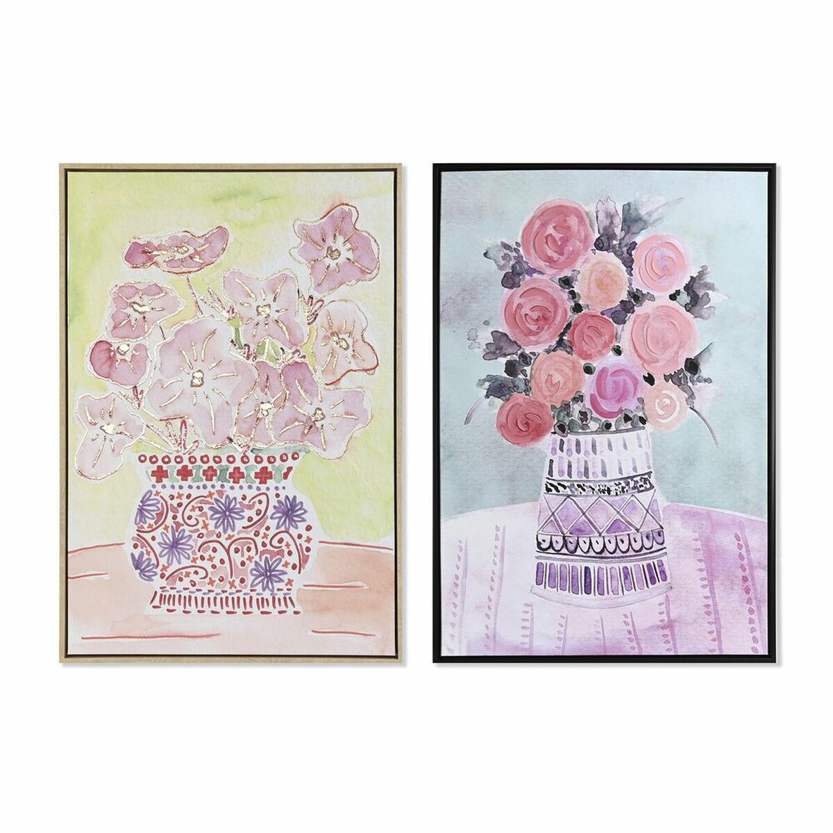 Maľba DKD Home Decor 36 x 4 x 93 cm Váza Shabby Chic (2 kusov)