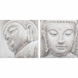 Maľba DKD Home Decor Buddha Orientálny 80 x 3,5 x 80 cm (2 kusov)