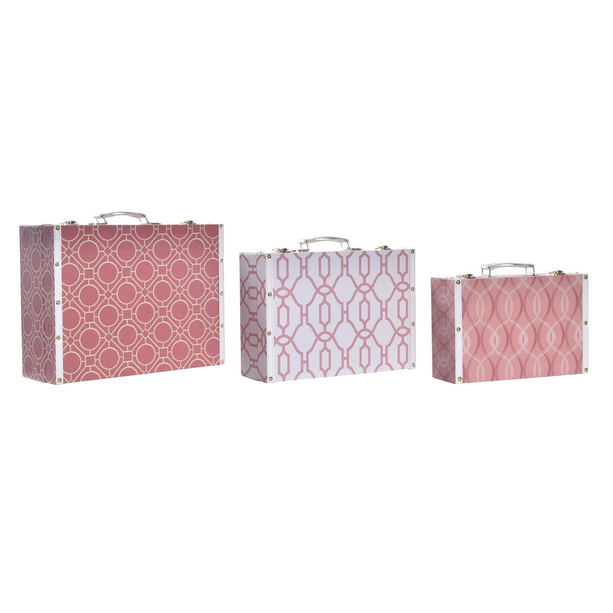 Súprava dekoračných krabičiek DKD Home Decor Plátno Drevo (40 x 31 x 15 cm)